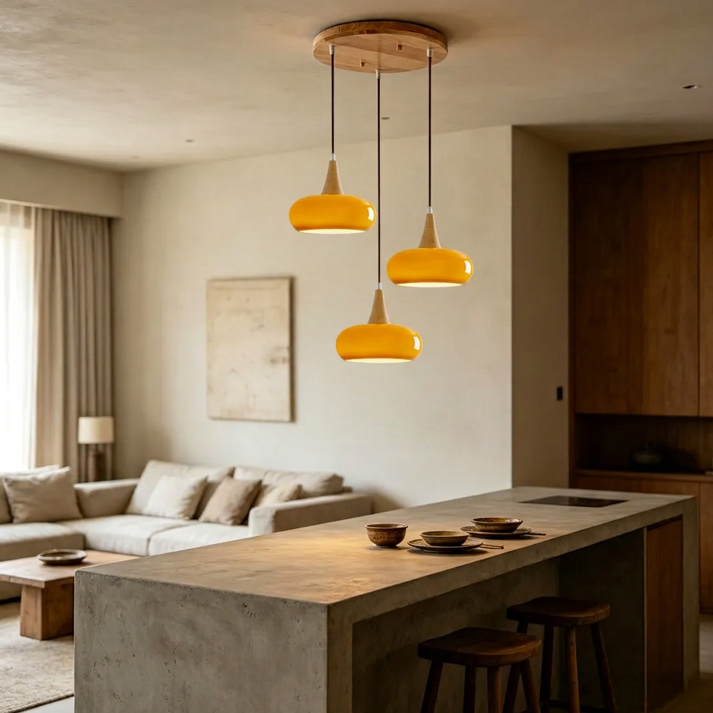 Nordic Minimalist Wood Cream Pendant Light for Bedrooms