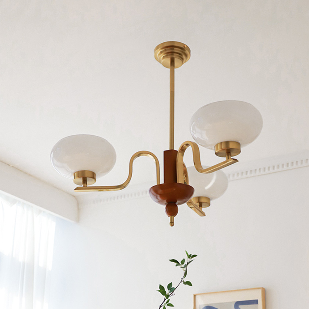 [Copy]Medieval Ball Glass Iron Brown Living Room Chandelier