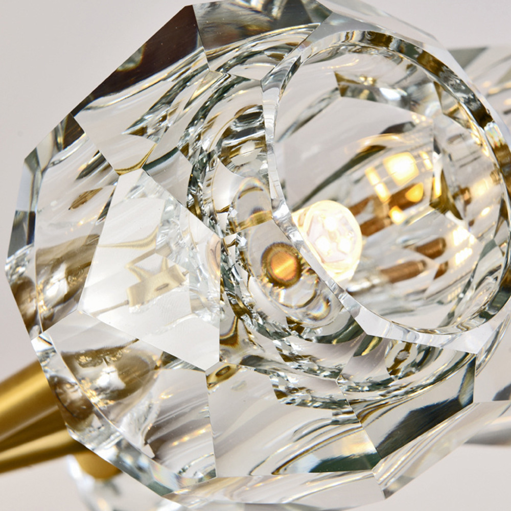 Modern Luxury Crystal Brass Molecule Chandelier Ceiling Light for Living Room