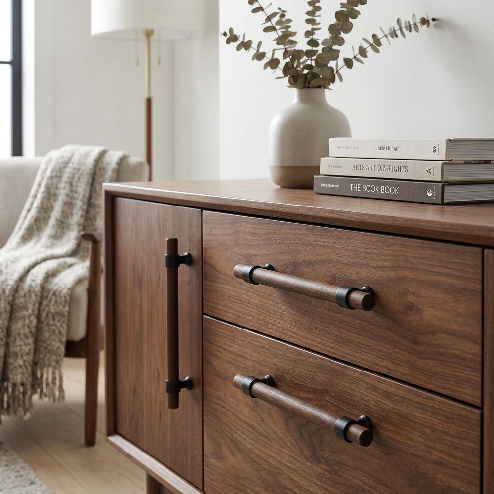 Modern Walnut Wood Decorative Drawer Pulls