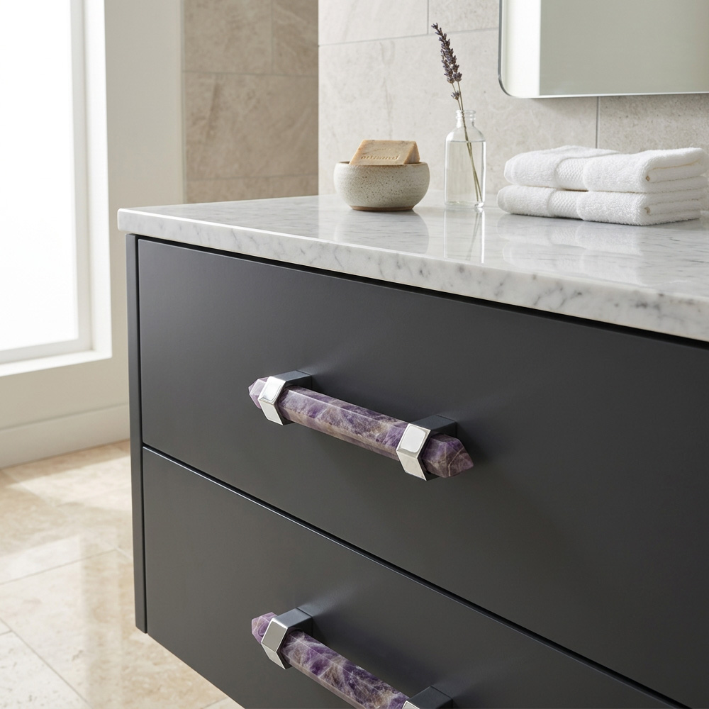 Nordic Natural Crystal Hexagonal Stone Drawer Pull