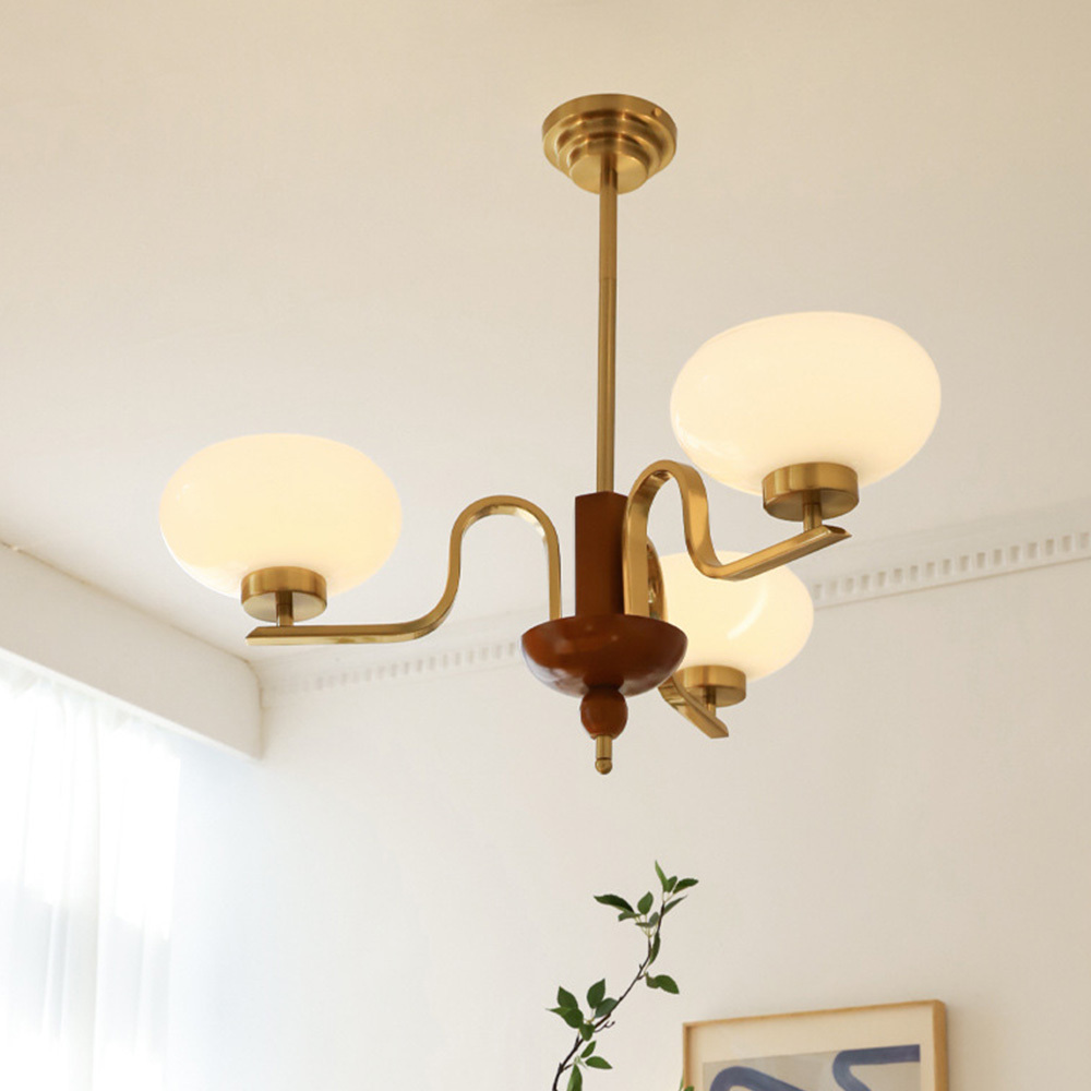 [Copy]Medieval Ball Glass Iron Brown Living Room Chandelier