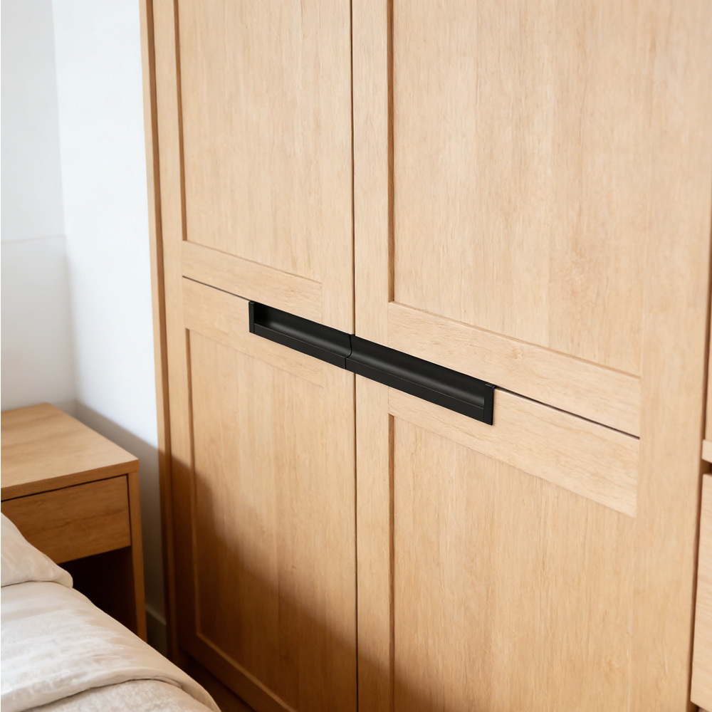 Kitchen Aluminum Alloy Finger Recessed Cabinet Pulls