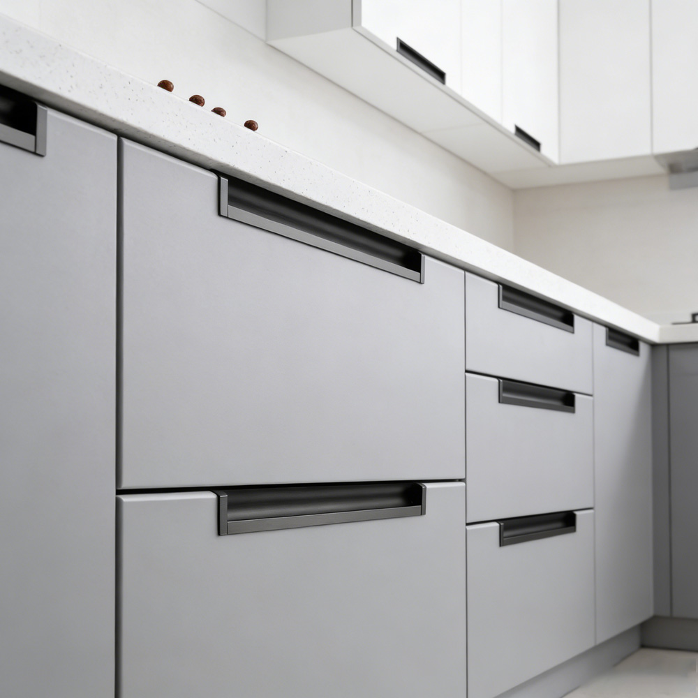 Kitchen Aluminum Alloy Finger Recessed Cabinet Pulls