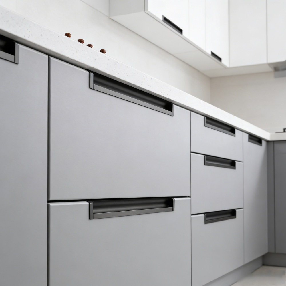 Kitchen Aluminum Alloy Finger Recessed Cabinet Pulls