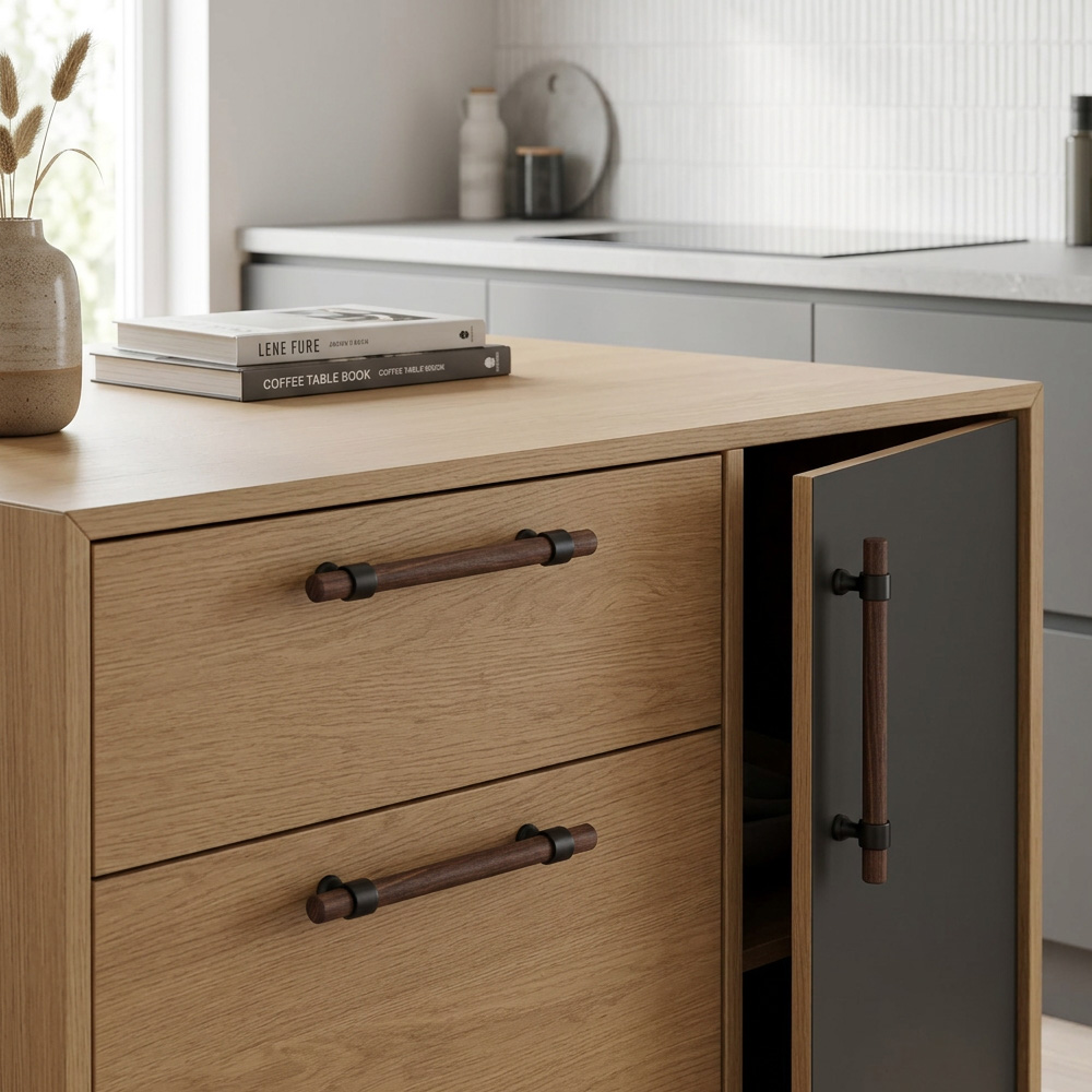 Modern Walnut Wood Decorative Drawer Pulls
