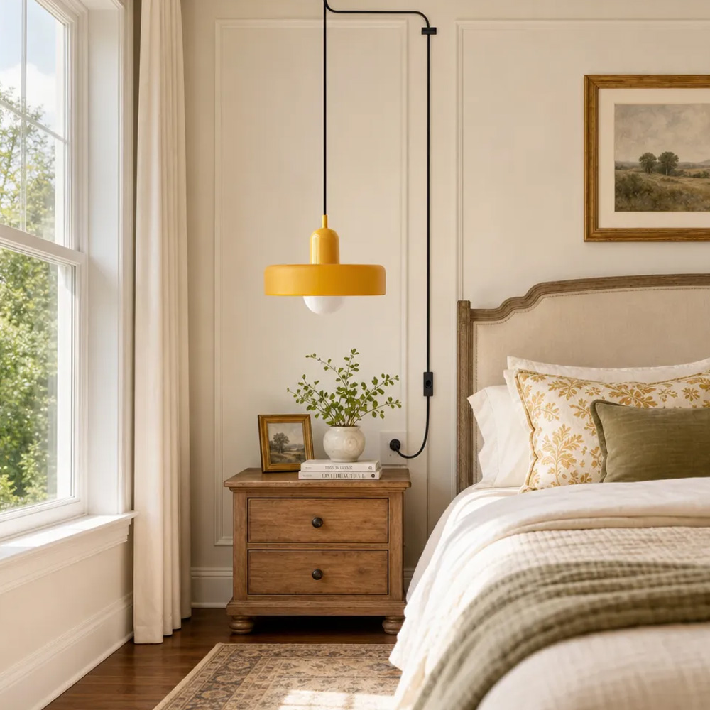 Bauhaus Colorful Glass Plug-In Pendant Light for Modern Rooms