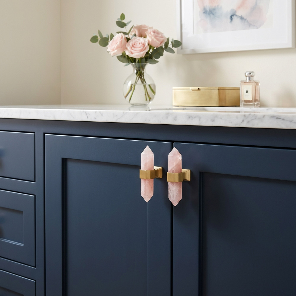 Nordic Natural Crystal Hexagonal Stone Drawer Pull
