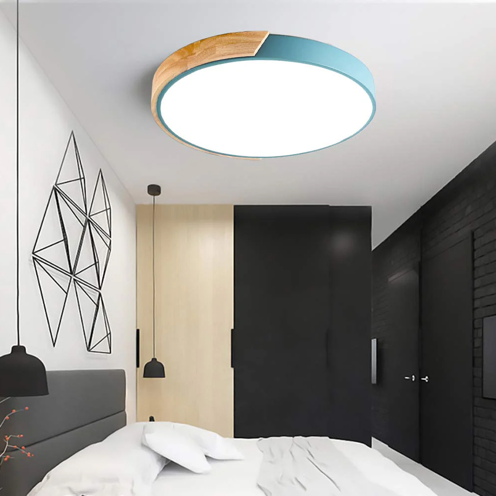Minimalist Round LED Wooden Ceiling Light