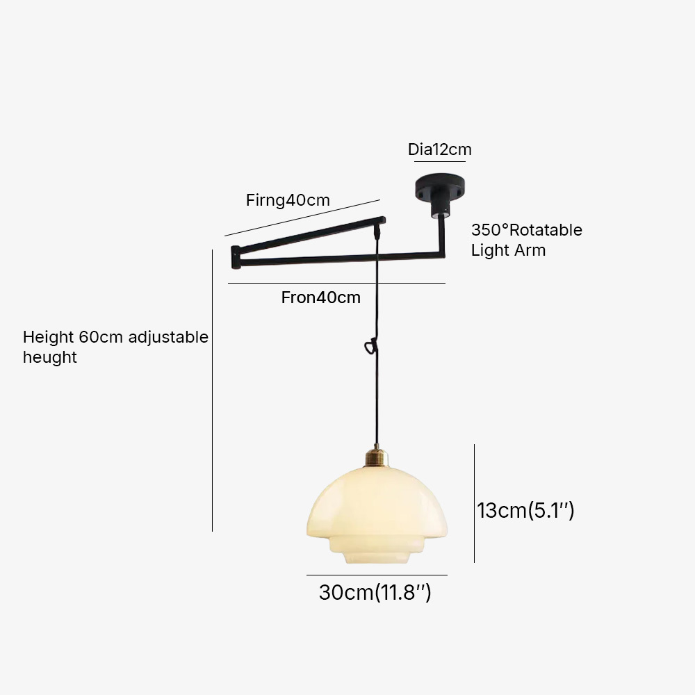 Kitchen Island White Glass Adjustable Swing Arm Pendant Light