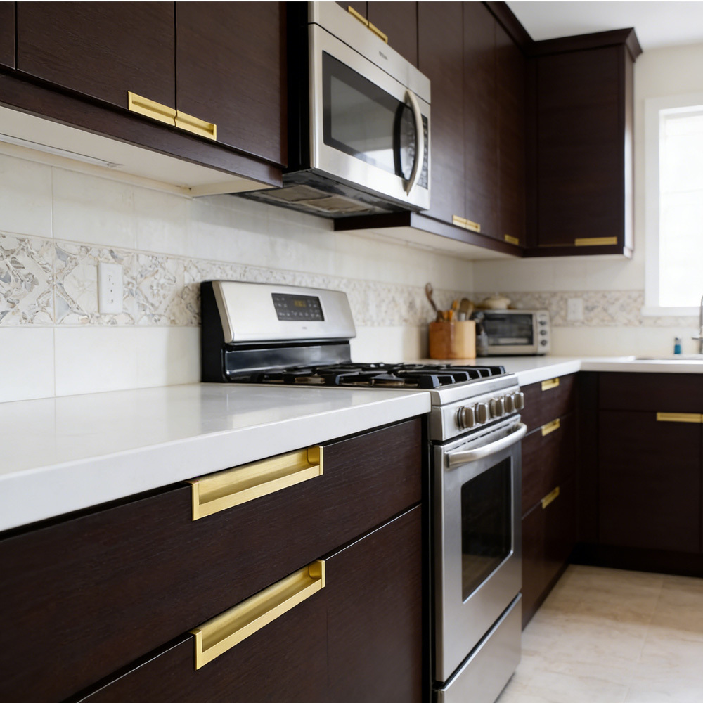 Kitchen Aluminum Alloy Finger Recessed Cabinet Pulls