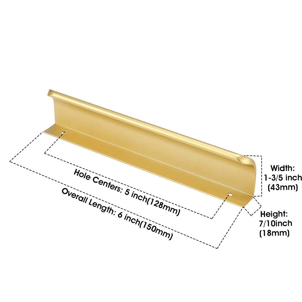 Modern Brushed Brass Gold  Edge Finger Pulls