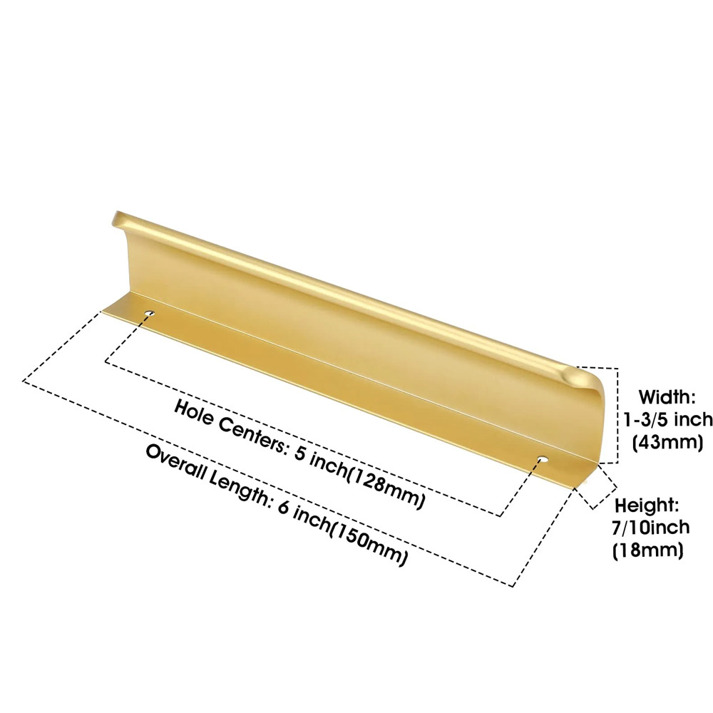 Modern Brushed Brass Gold  Edge Finger Pulls