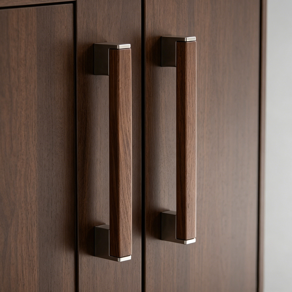 Wood Grain Black Drawer Pulls Kitchen Cabinet Handles