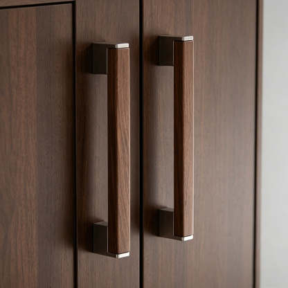 Wood Grain Black Drawer Pulls Kitchen Cabinet Handles