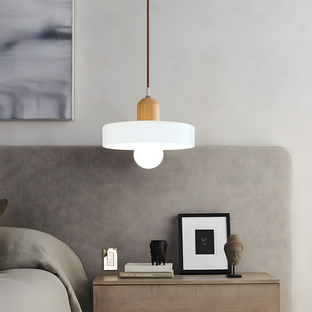 Bauhaus Glass Wood Pendant Lights For Dining Room