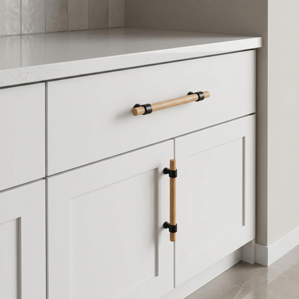 Modern Walnut Wood Decorative Drawer Pulls
