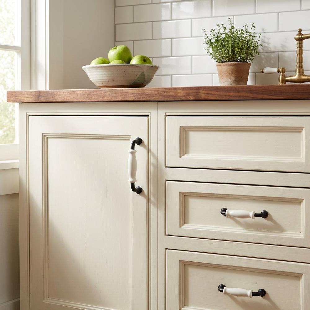European Ceramic Zinc Alloy Bathroom Drawer Pulls