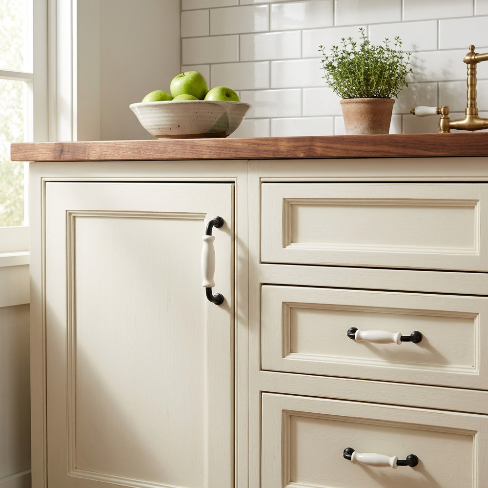 European Ceramic Zinc Alloy Bathroom Drawer Pulls