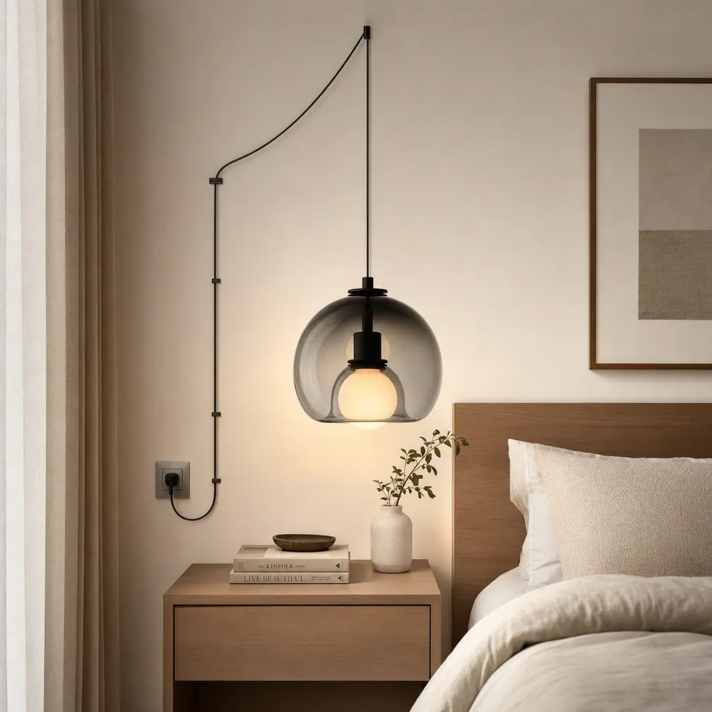 Handblown Glass Plug-in DIning Room Pendant Light