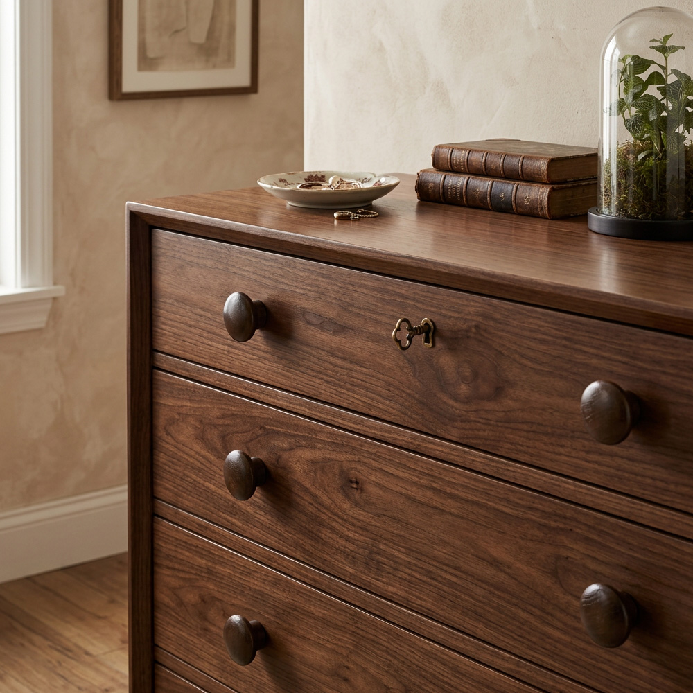 Modern Minimalist Black Walnut Wood Cabinet Pulls 