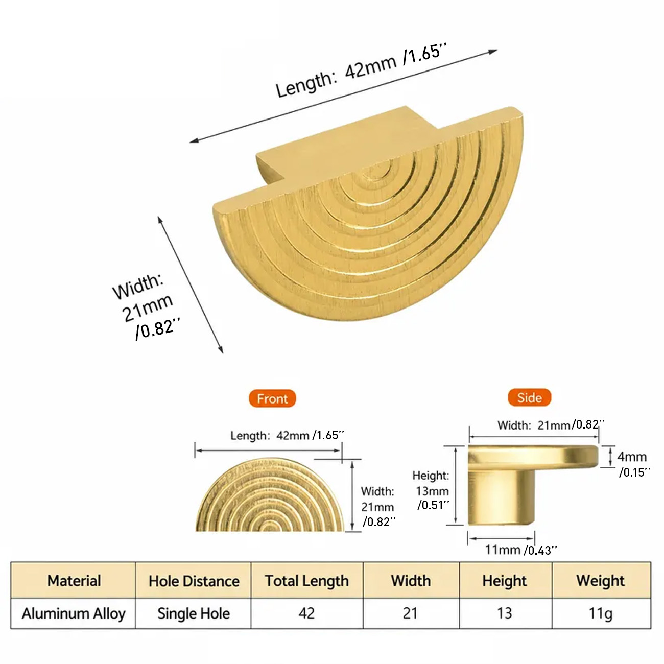 Modern Gold Aluminum Alloy Drawer Pulls for Kitchen Furniture
