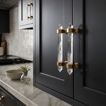 Nordic Natural Crystal Hexagonal Stone Drawer Pull