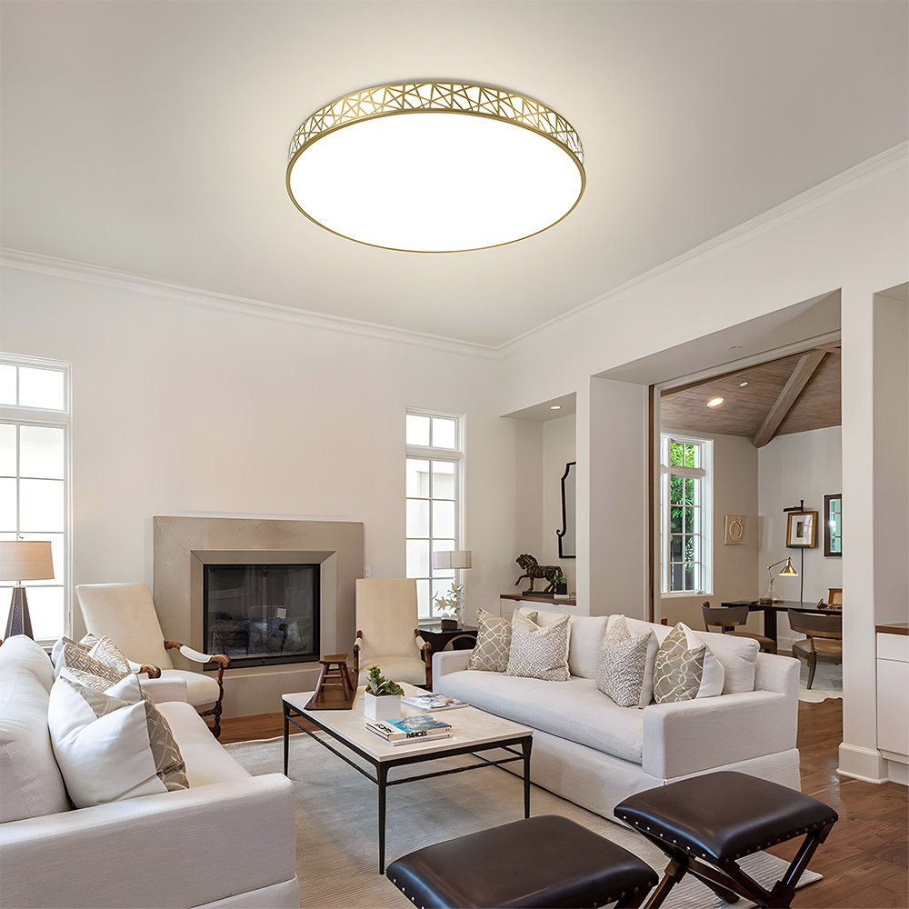 Simple Decor Brass Living Room Flush Mount Lighting Fixture-2