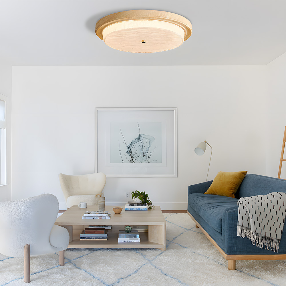 Vintage Round Wood Grain Led Living Room Ceiling Light