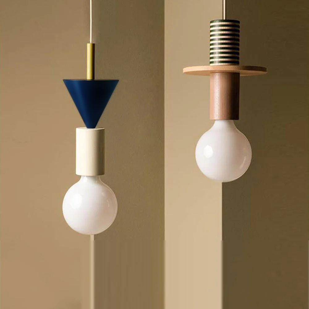 Design Colored Wood Blocks Pendant Light