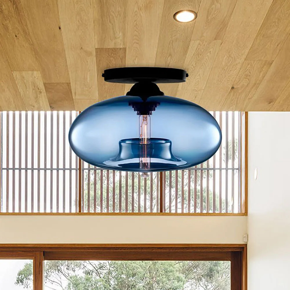 Industrial Globe Glass Hallway Ceiling Lights