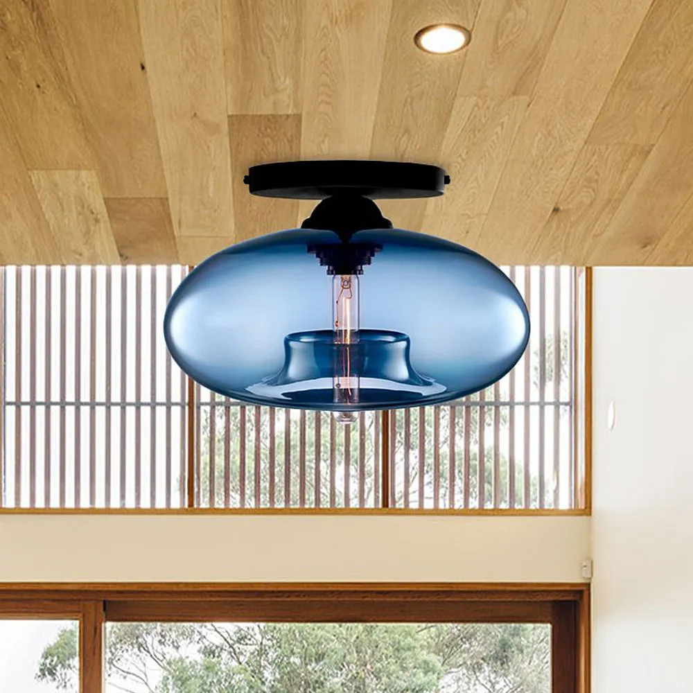 Industrial Globe Glass Hallway Ceiling Lights