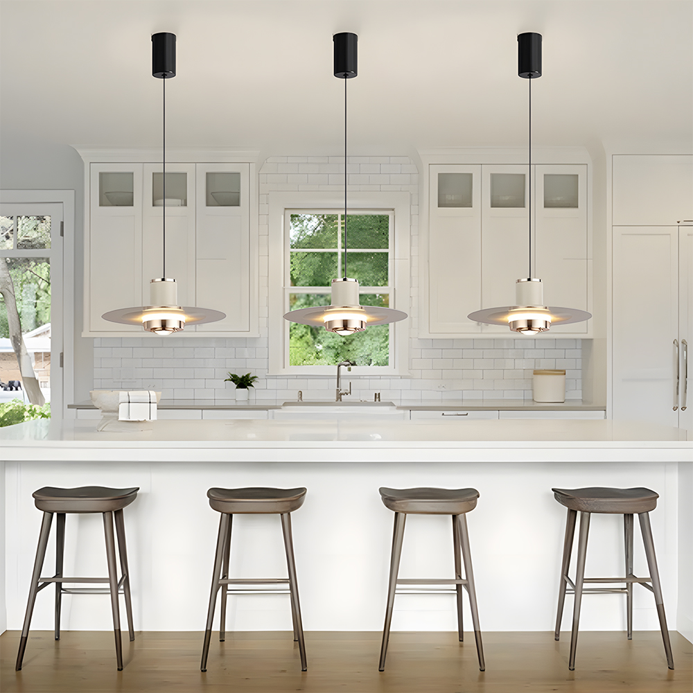 Sleek Acrylic Metal LED Hanging Light For Kitchen Ceiling Fixture