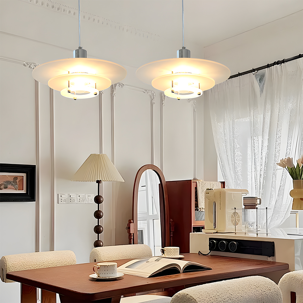 Modern UFO Pendant Light Iron Acrylic Multi-Layer Lamp