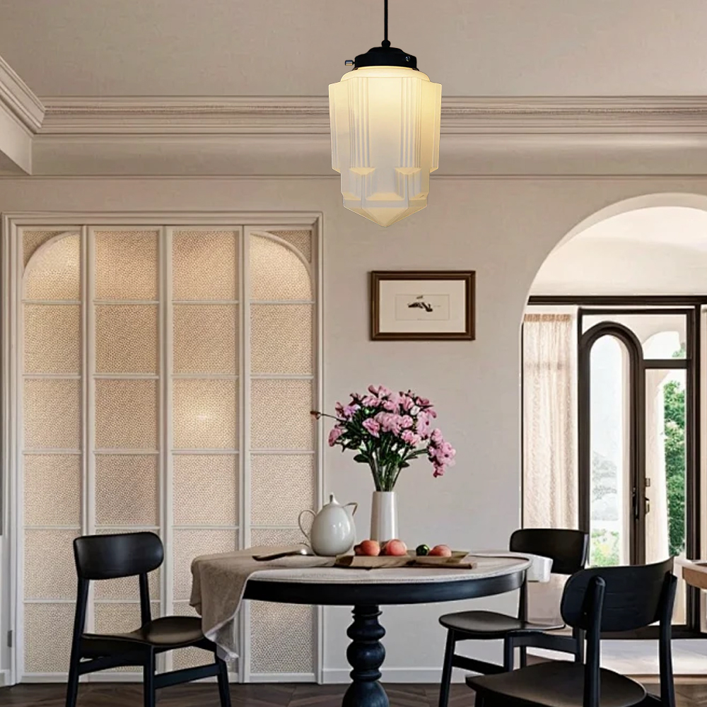 Vintage White Milk Glass Pendant Light