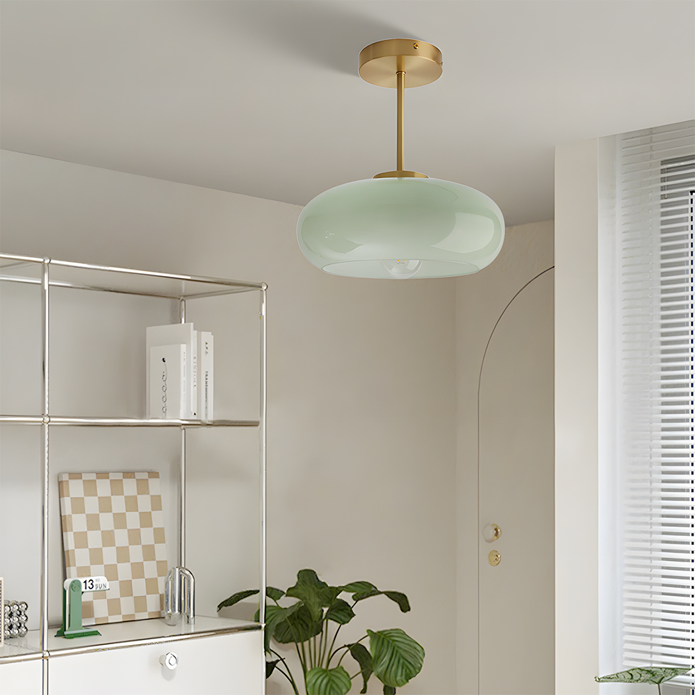Modern Style Glass Flush Mount Ceiling Light with Gold Base