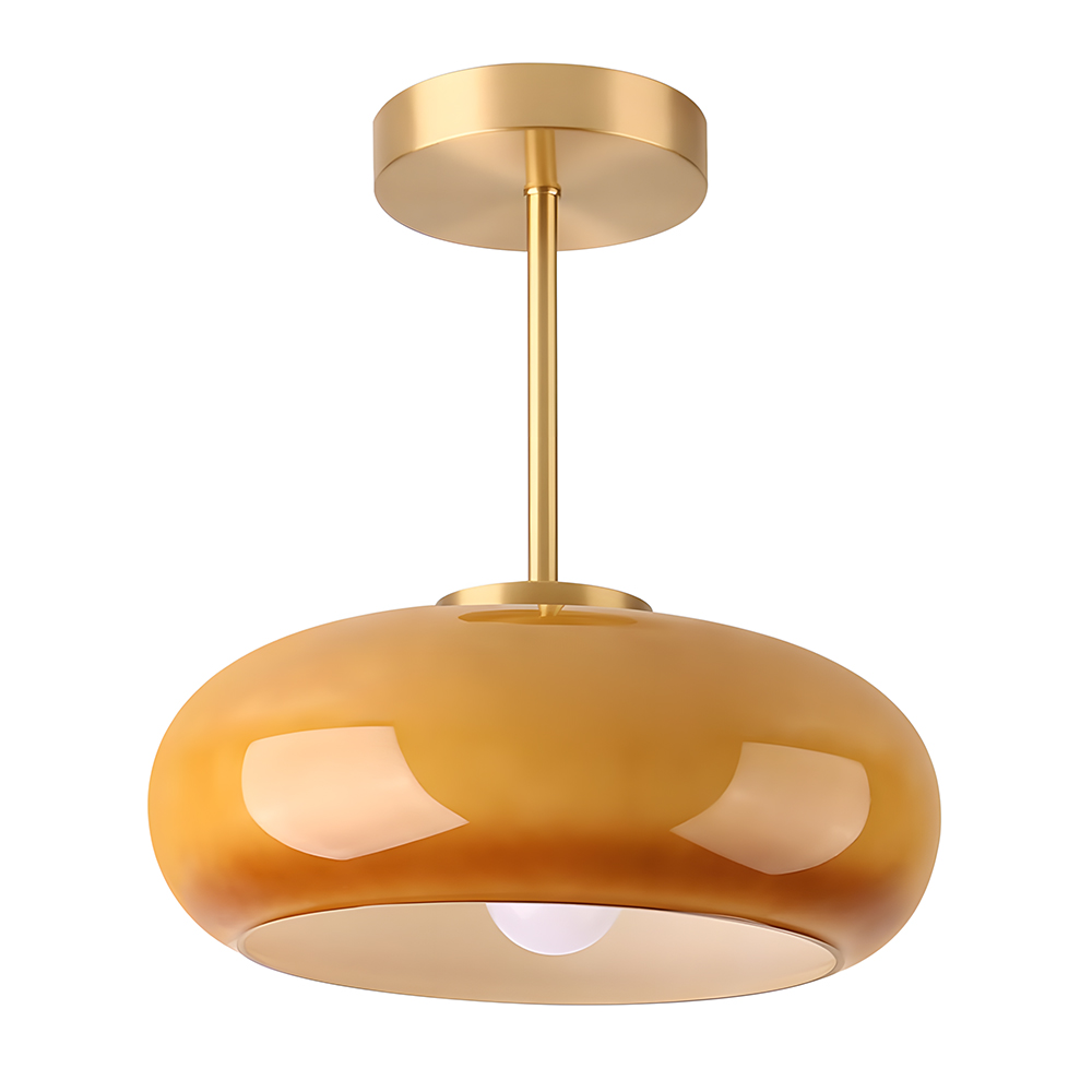 Modern Style Glass Flush Mount Ceiling Light with Gold Base