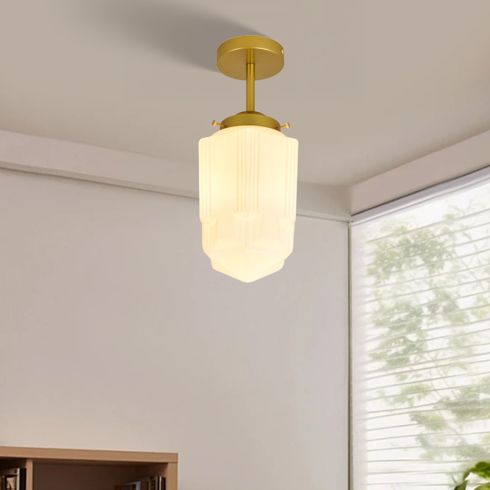 Vintage Glass White Flush Mount Ceiling Light For Bedroom