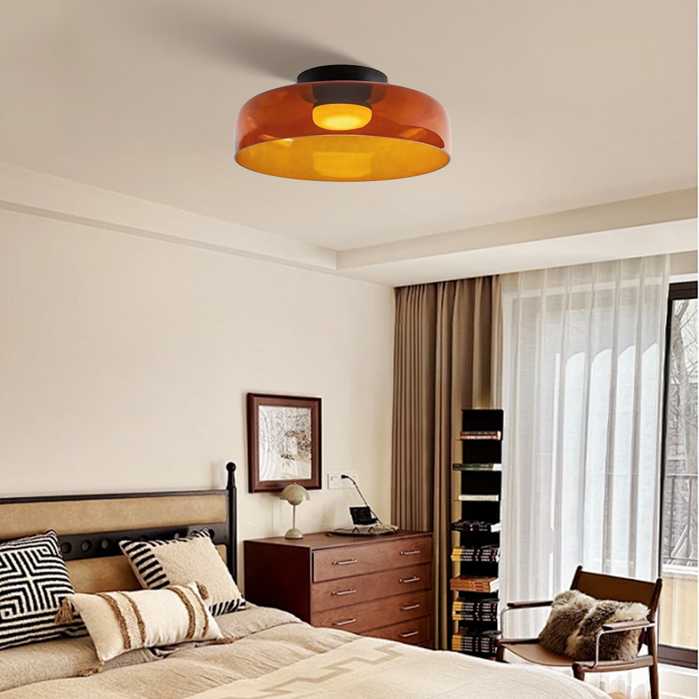 Medieval Flush Mount Glass Ceiling Lamp Design