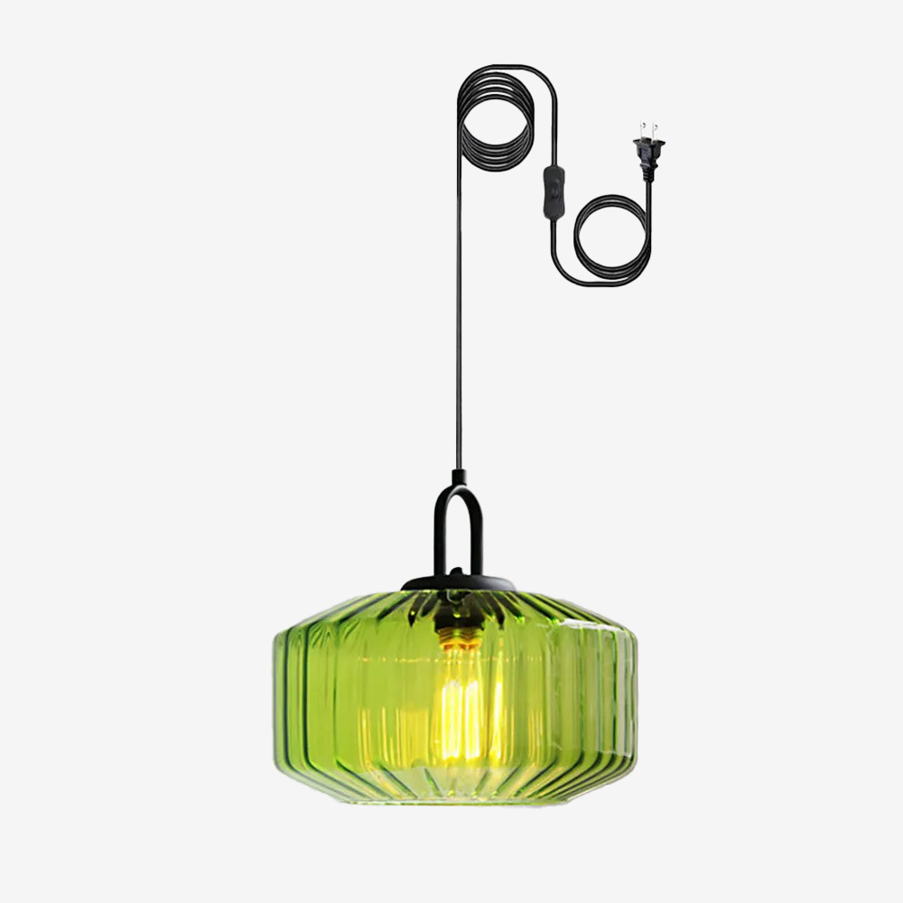 Farmhouse Plug-in Glass Pendant Light For Kitchen Island
