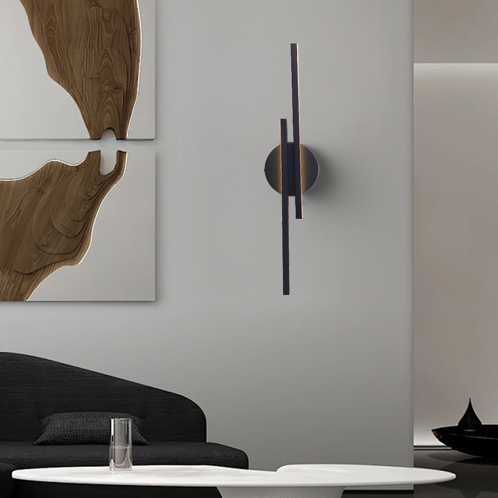 Modern LED Wall Sconce, Black Acrylic & Iron