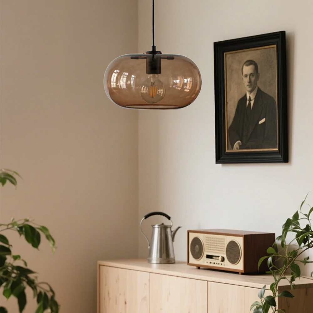 Modern Glass Iron Pendant Light For Kitchen