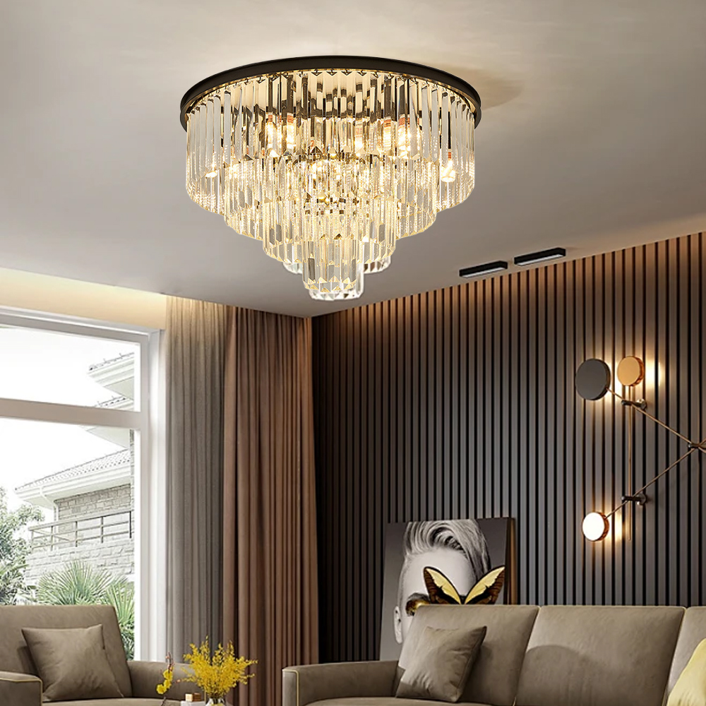 Luxury Crystal Multi-Tier Chandelier for Foyer Living Room