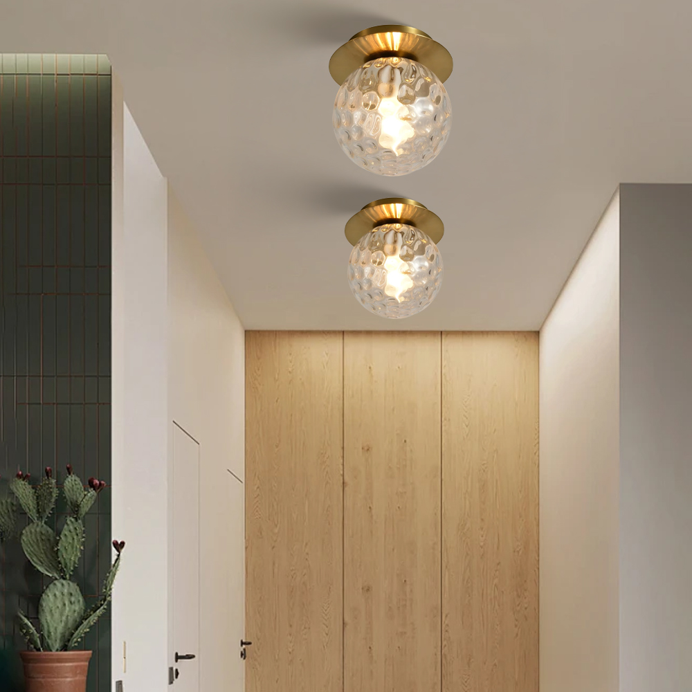Set of 2 Small Glass Ceiling Light Fixture for Corridor