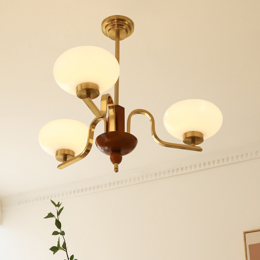 [Copy]Medieval Ball Glass Iron Brown Living Room Chandelier