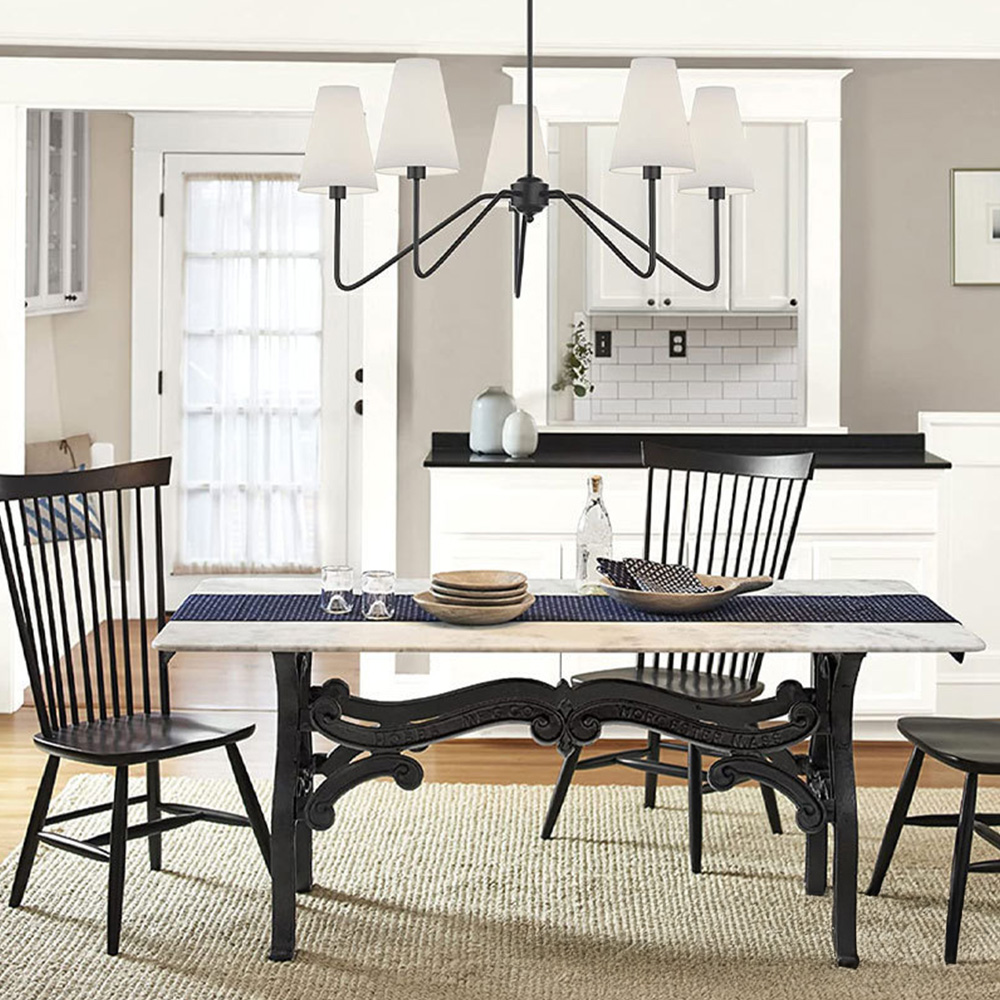 French Country Black Metal Chandelier 