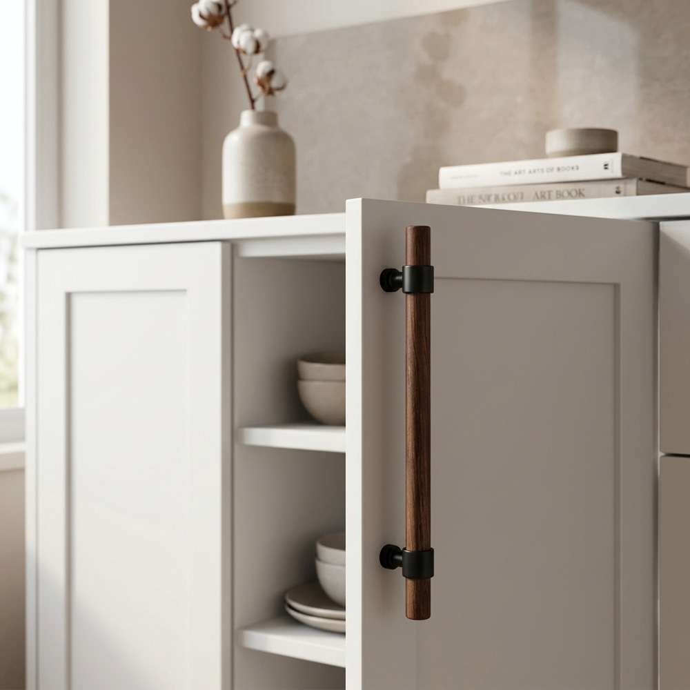 Modern Walnut Wood Decorative Drawer Pulls