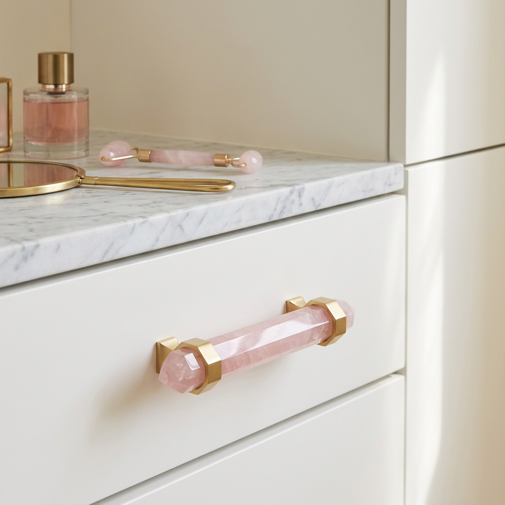 Nordic Natural Crystal Hexagonal Stone Drawer Pull