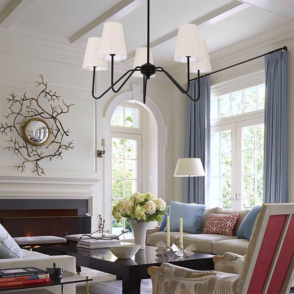 French Country Black Metal Chandelier 