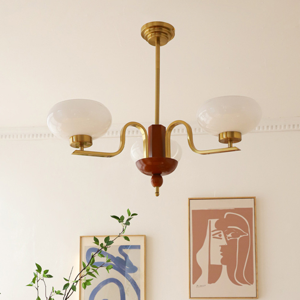 [Copy]Medieval Ball Glass Iron Brown Living Room Chandelier